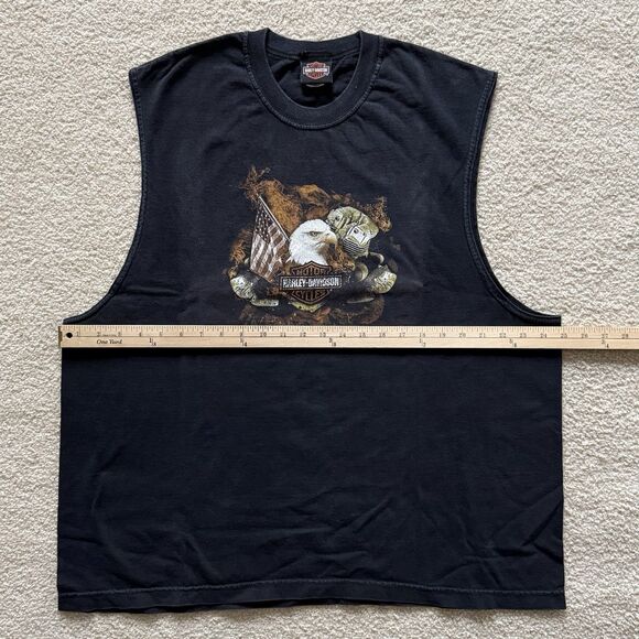 Harley-Davidson Mens Size 2XL T-Shirt Black Sleeveless Eagle Engine Motorcycle - Picture 9 of 12